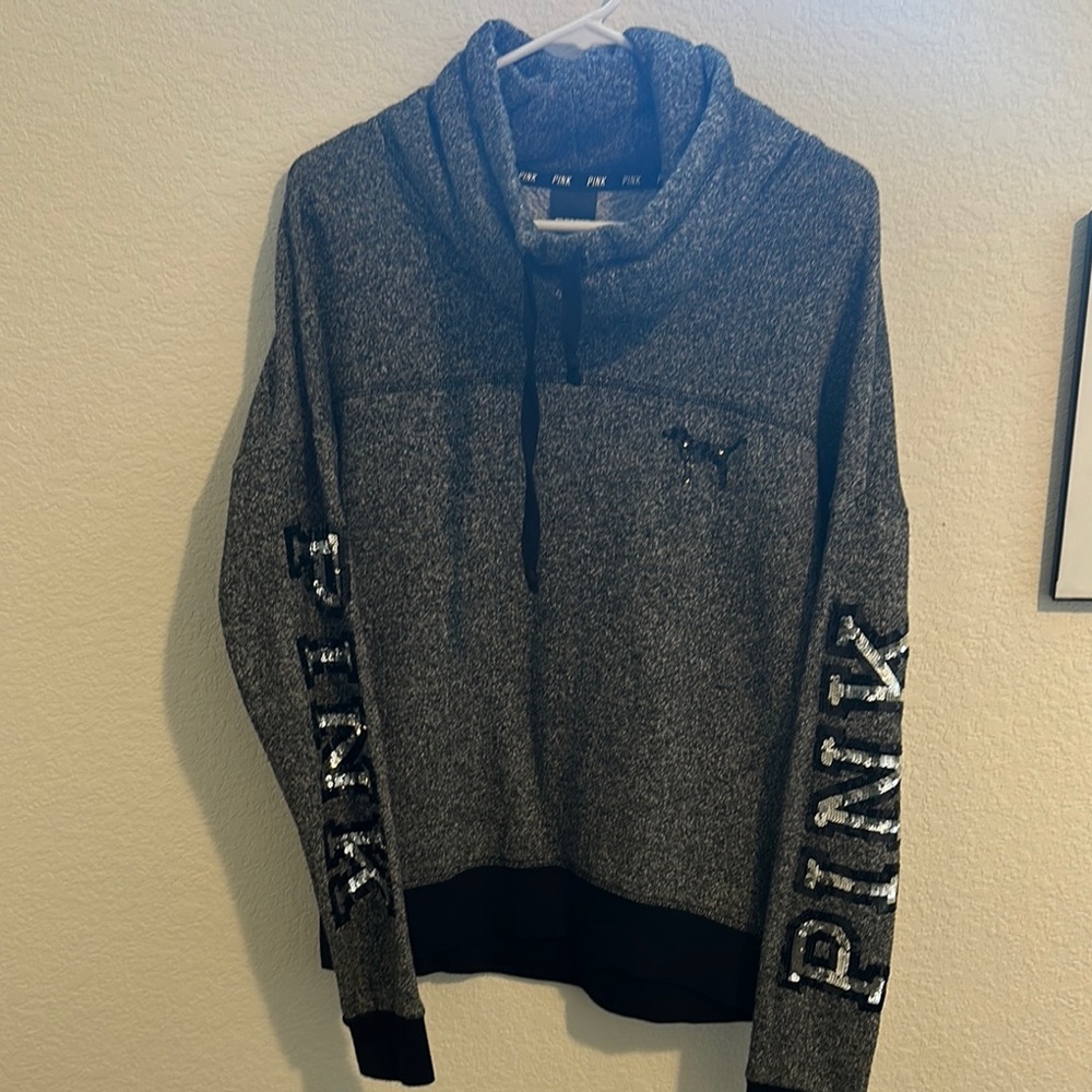 Gray PINK Logo Hoodie